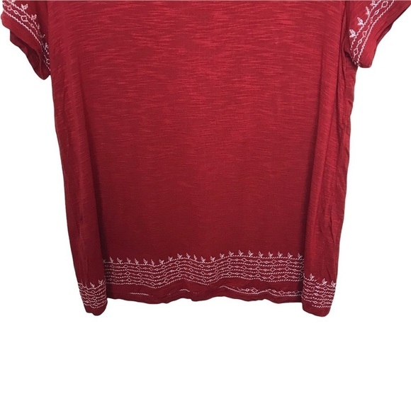 Rafaella Red Short Sleeve Embroidered Tee T Shirt - Picture 6 of 9